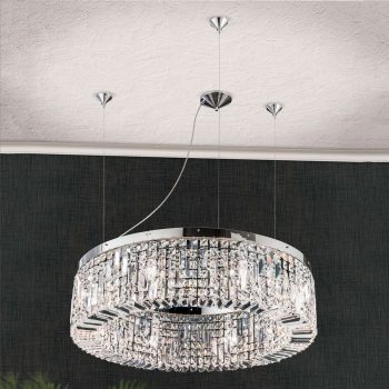 Jagavá krištáľová závesná lampa Kruh 80 cm chróm - Image 2