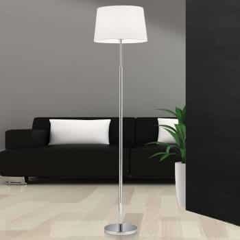 Stojaca lampa Vardan s bielym ľanovým tienidlom