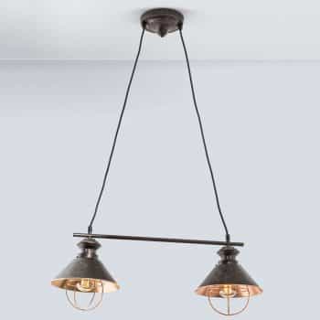 Dvoj-plameňová závesná lampa Shanta, čierna meď - Image 2