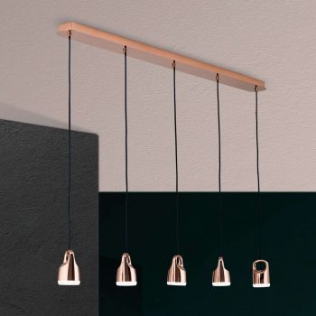 Závesné LED svietidlo Tinus meď-zlato 5-pl. - Image 2