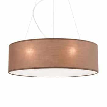 Hnedá závesná lampa Ufo s ľanovým tienidlom