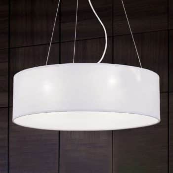Okrúhla textilná závesná lampa Ufo, biele tienidlo