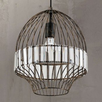 Sklom zdobená klietková závesná lampa Palace Ø31cm - Image 2