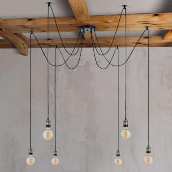 Šesť-plameňová vintage závesná lampa Jailhouse - Image 2