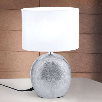 Keramická lampa Ethno 38 cm biela, podstavec titán - Image 2