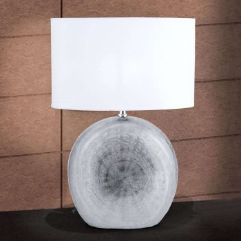 Keramická lampa Ethno 52 cm biela, podstavec titán - Image 2