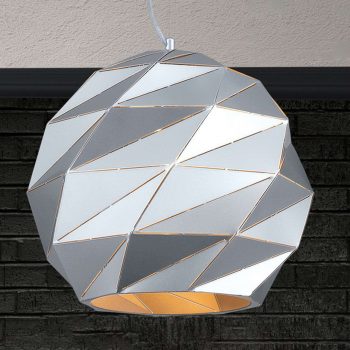 Závesná lampa Origami, Ø 42 cm, striebro