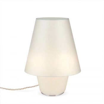 Textilná stolná lampa Dvojičky krémová Ø 25 cm - Image 2