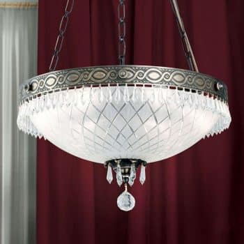 Závesná lampa Empire Crystal starožitná patina