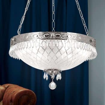 Závesná lampa Empire Crystal starožitné striebro