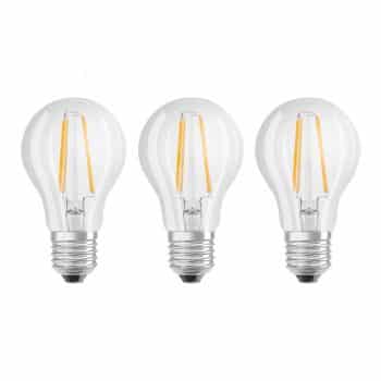 OSRAM LED žiarovka E27 Classic 827 7W číra 3ks