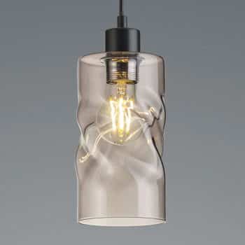 Závesná lampa Swirl zo skla 1-pl. dymová sivá