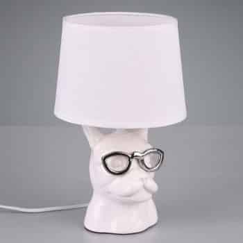 Stolná lampa Dosy s tvárou psa, biela - Image 2
