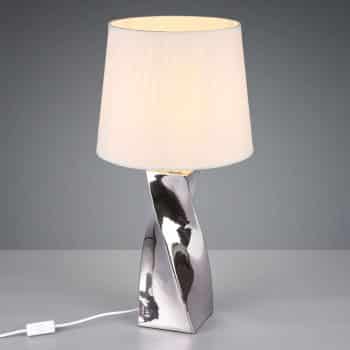 Stolná lampa Abeba, Ø 34 cm, bielo-strieborná
