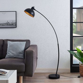 Oblúková stojaca lampa Phileas v čiernej a zlatej - Image 2