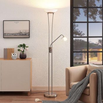 Lindby Jovina stojaca lampa s ramenom na čítanie