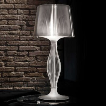 Slamp Liza – dizajnérska stolná lampa cínová farba
