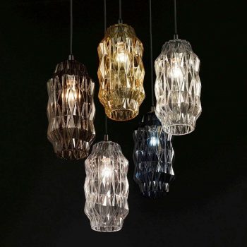 Závesná lampa Origami zo skla, priehľadná - Image 2