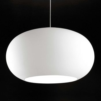 New Orione – sklenená závesná lampa v bielej