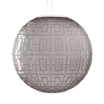 Sivá závesná lampa Lopta zo skla