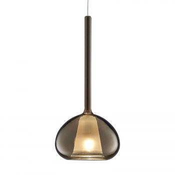 Sklenená závesná lampa Beba, 1-plameňová v bronze