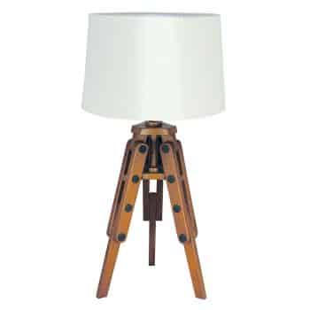 Drevená stolná lampa Marvin v tvare statívu