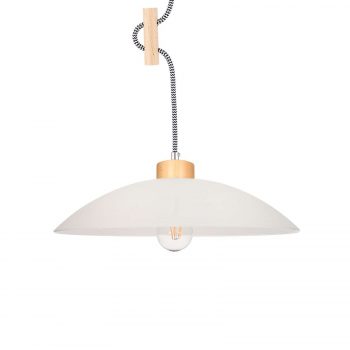 Závesná lampa Jona, buk kábel čiernobiely