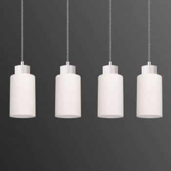Štvor-plameňová závesná lampa Bosco biela