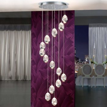 Lampa Rocio, 14-pl s diaľkovým ovládaním, chróm