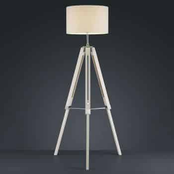 Trojnohá stojaca lampa Gent s bielym tienidlom
