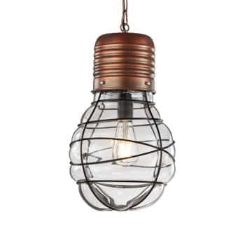 Závesná lampa Edda medená starožitná