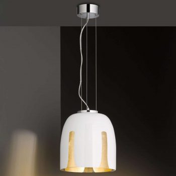 Bielo-zlatá sklenená závesná lampa Madeira - Image 2