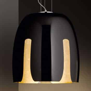 Sklenená závesná lampa Madeira, čierno-zlatá 48 cm