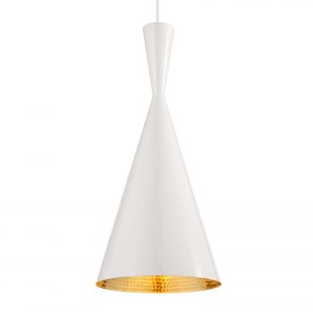 Tom Dixon Beat Tall – závesná lampa v bielej