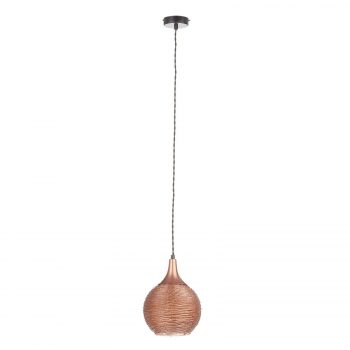 Medená sklenená závesná lampa Fiona 1-plameňová