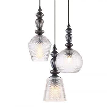 Troj-plameňová sklenená závesná lampa Talisa