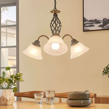 Troj-plameňová závesná lampa Mialina