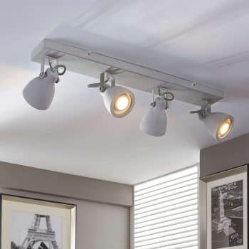 4-plameňové betónové stropné LED svietidlo Kadiga