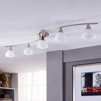 5-plameň stropné LED svietidlo Della matný nikel - Image 2