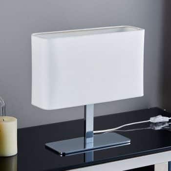 Hranatá biela látková stolná lampa Nisa - Image 2