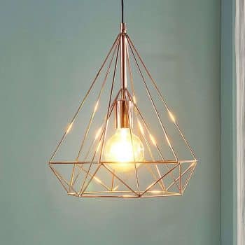 Medená klietková závesná lampa Jossa