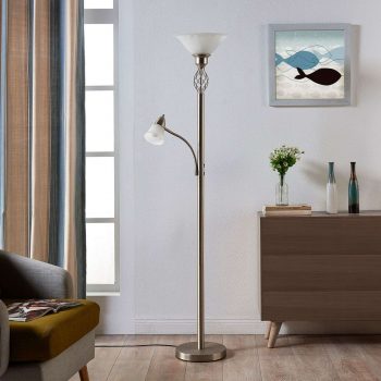 Niklová stojaca LED lampa Dunja lampa na čítanie - Image 2