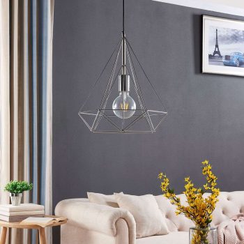 Pochrómovaná závesná lampa Nael v tvare klietky - Image 2