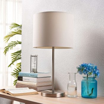 Biela látková stolná lampa Parsa káblový vypínač - Image 2