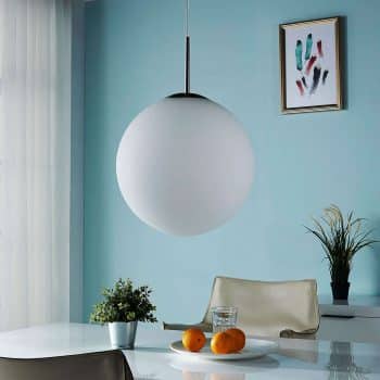 Guľová závesná lampa Marike biele opálové sklo - Image 2