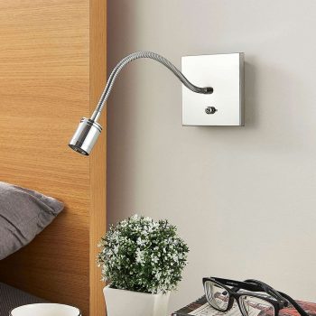 Pochrómovaná nástenná lampa na čítanie Berfin LED - Image 2
