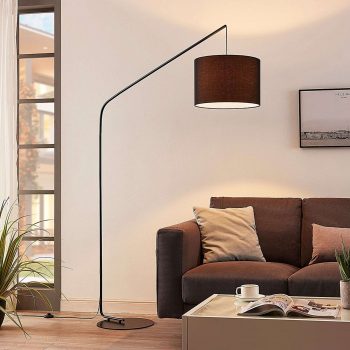 Čierna oblúková stojaca lampa Viskan látkové
