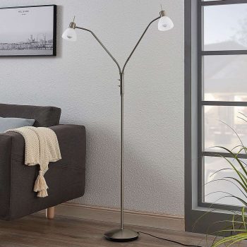 Stojaca LED lampa Gwendolin farba nikel 2-plameň - Image 2