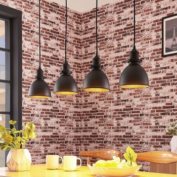 Závesná lampa Jasminka čierno–zlatá 4-plameňová - Image 2
