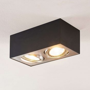 Stropné LED svietidlo Dwight čierne dvoj-plameňové